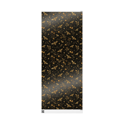 Wrapping Paper — Elegant Black & Gold Bee Pattern Gift Wrap