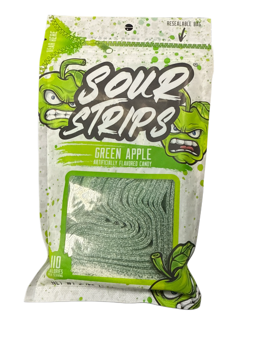 Sour Strips Green Apple Candy Bag 3.40OZ - U.S Edition
