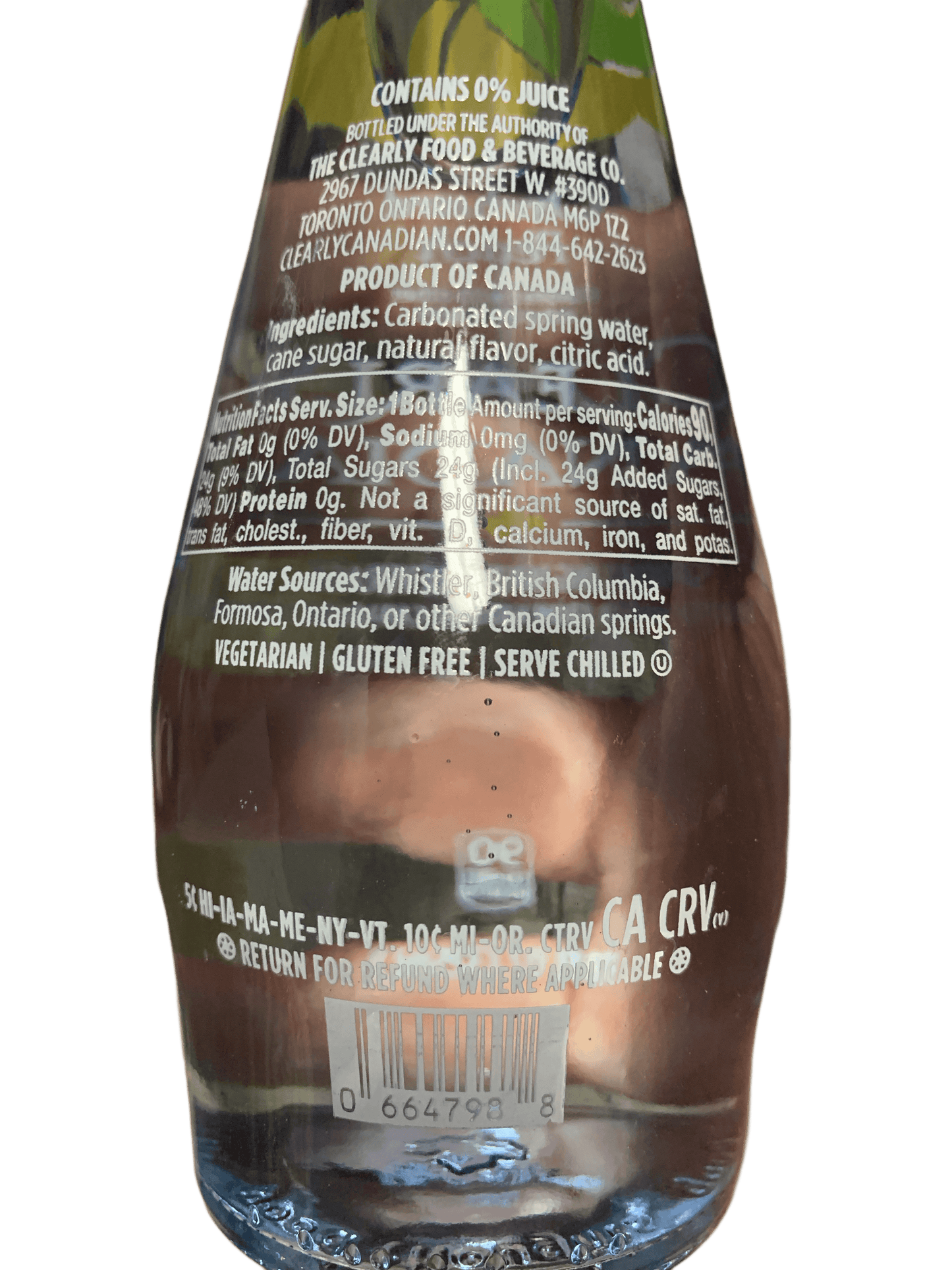 Clearly Canadian Sparkling Orchard Peach Bottle 325ML - Canadian Edition