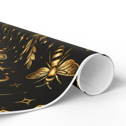 Wrapping Paper — Elegant Black & Gold Bee Pattern Gift Wrap