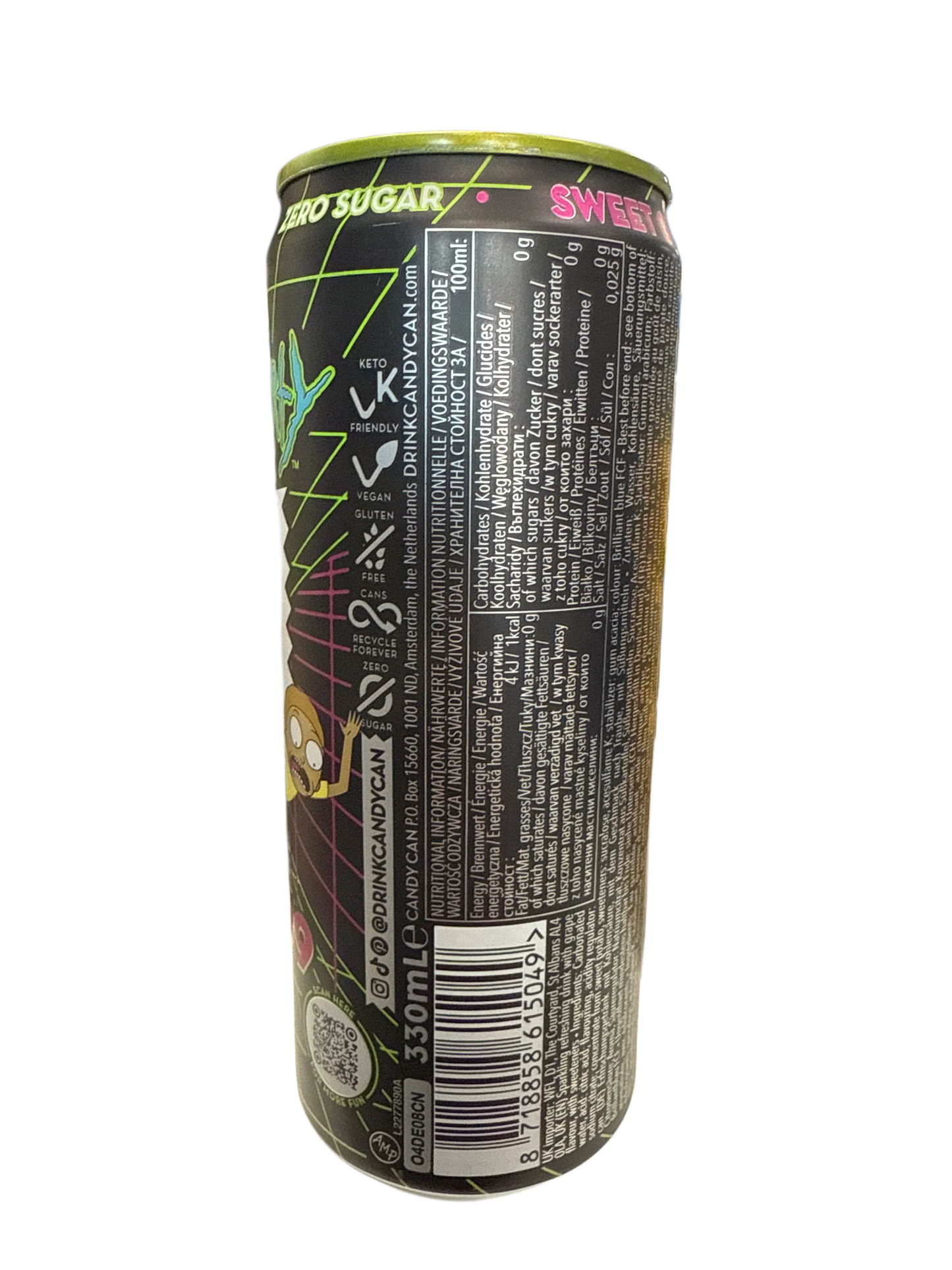 Candy Can Rick And Mortys Halloween Purple Potion Zero Sugar Sweet Grape Flavour 330ML - Canadian Edition