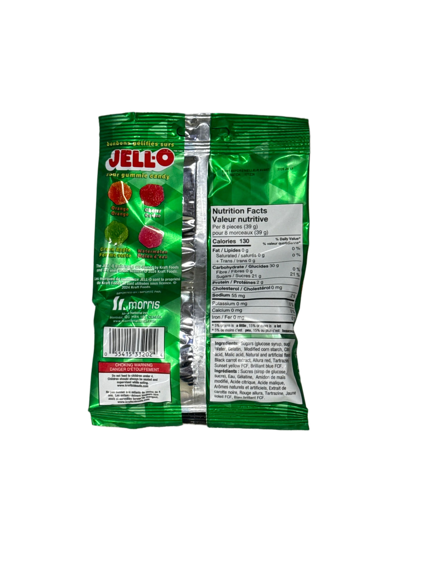 JELL-O Sour Gummy Candy Cubes 127G - Canadian Edition