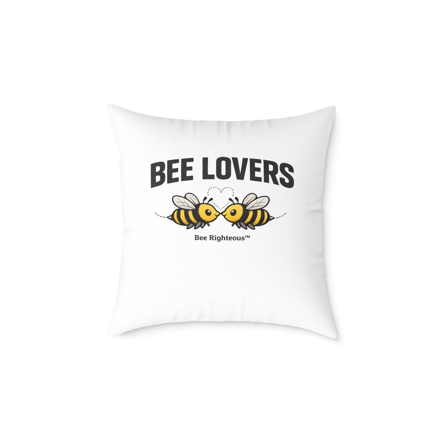 Valentine's Romantic Cute Square Poly Canvas Pillow — 'Bee Lovers' Accent Throw