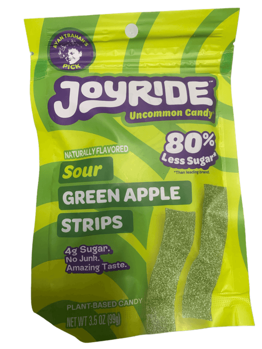 Ryan Trahan's Joyride Plant Based Sour Green Apple Strips Candy 99G U.S Edition
