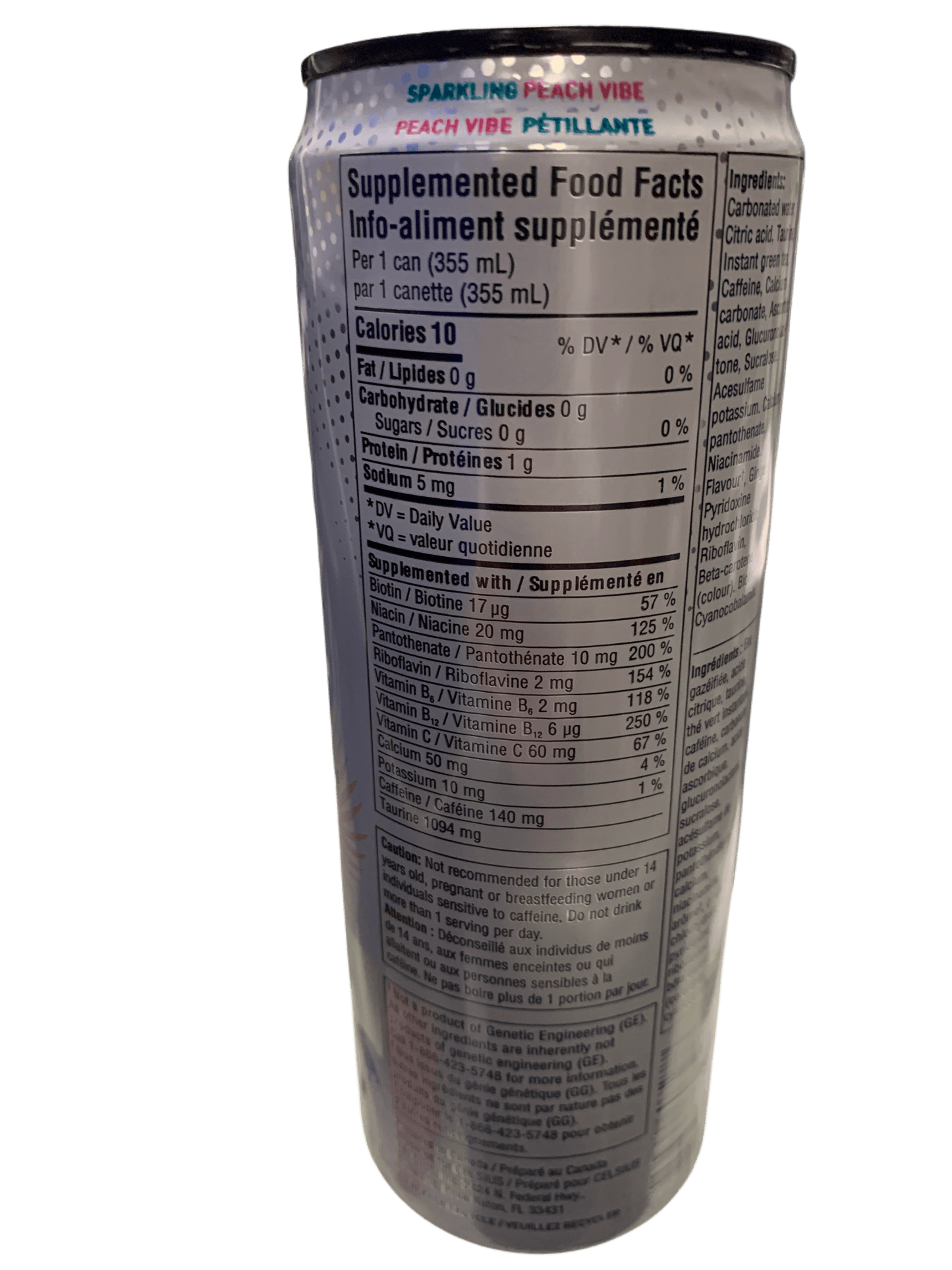 Celsius Peach Vibe Zero Sugar Energy Drink 355ML - Canadian Edition