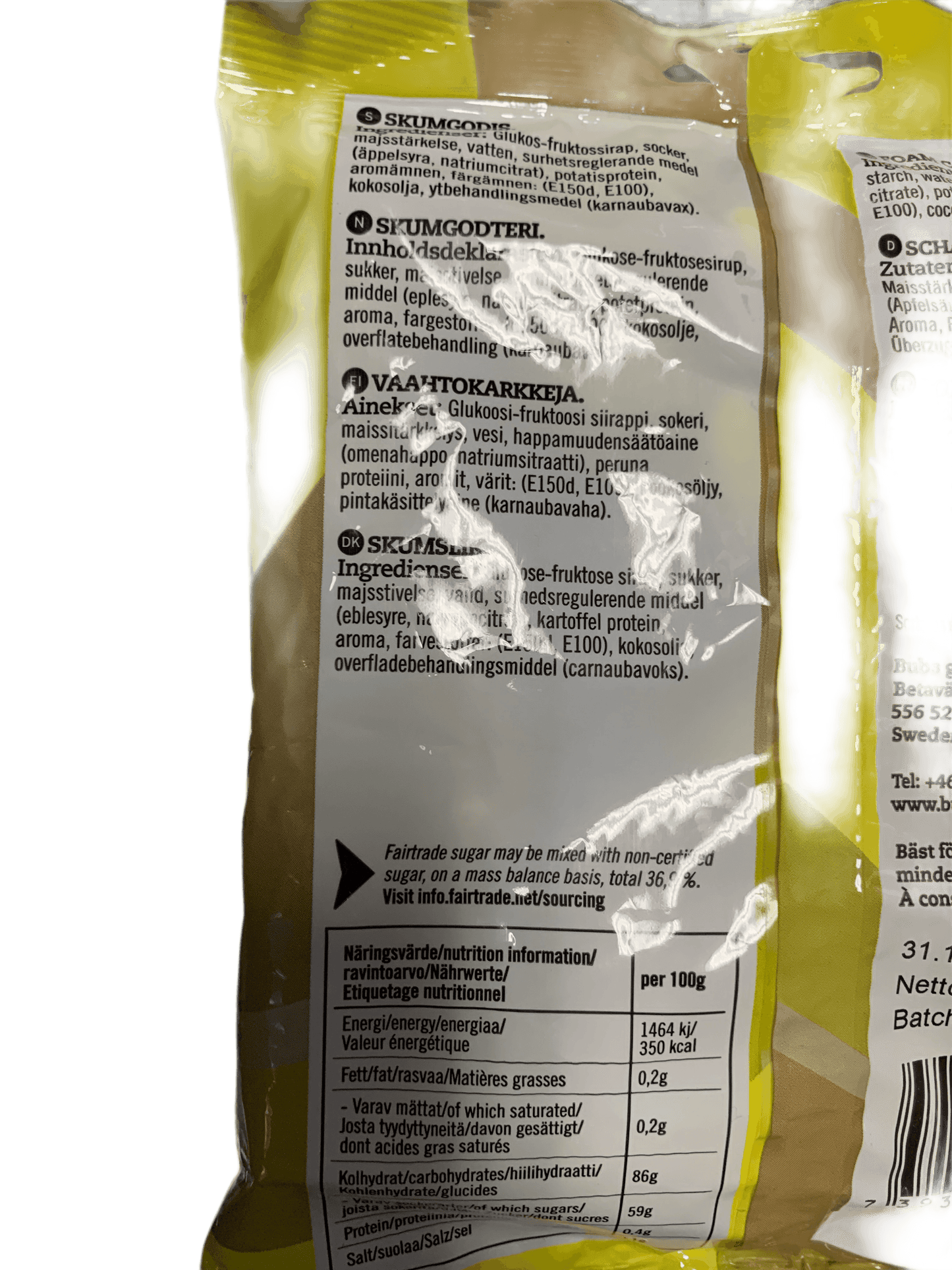 Bubs Goody Sour Ovals Banana Toffee Candy 175G - Swedish Edition