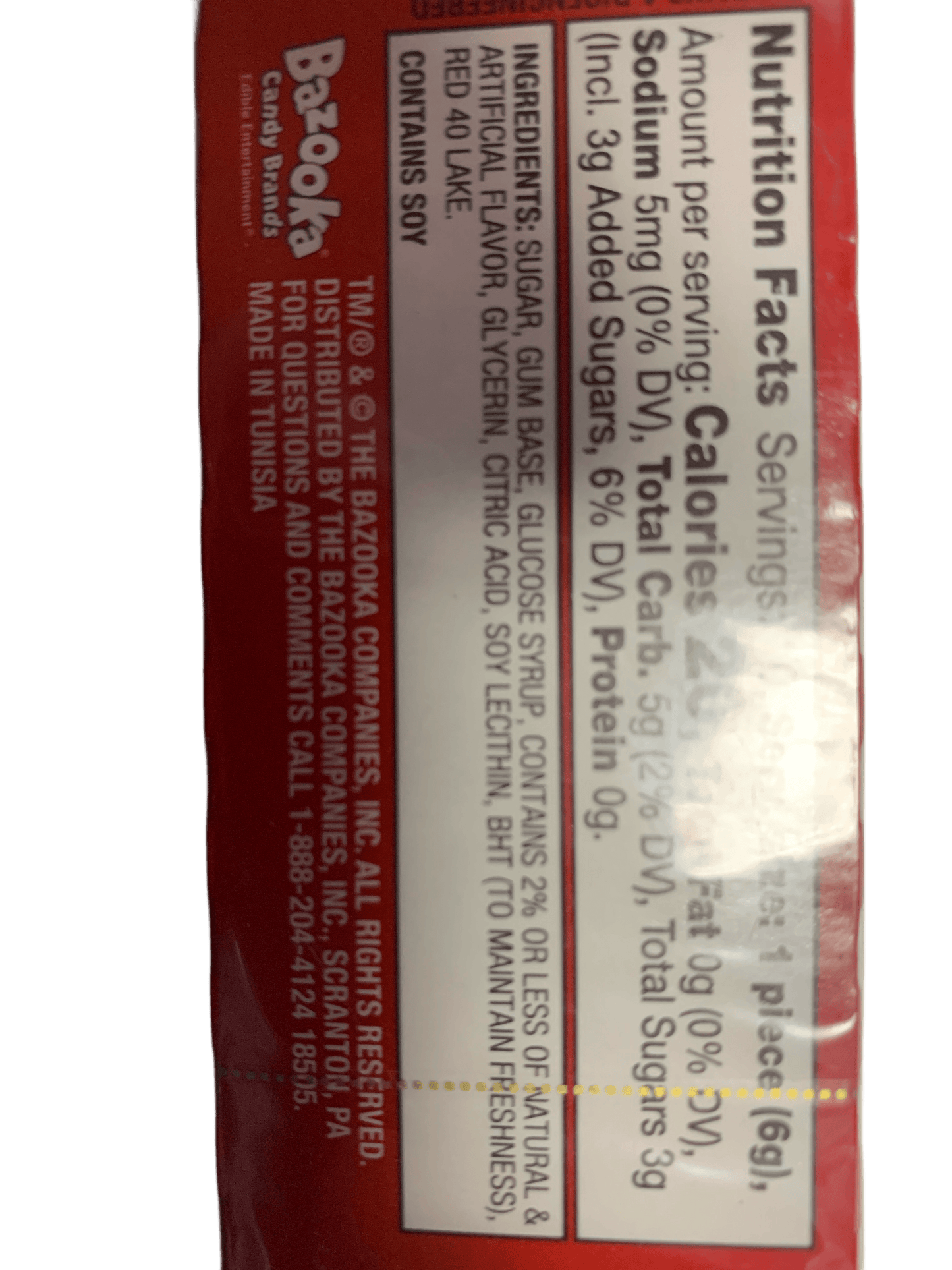 Original Bazooka Bubble Gum 60G - Tunisian Edition