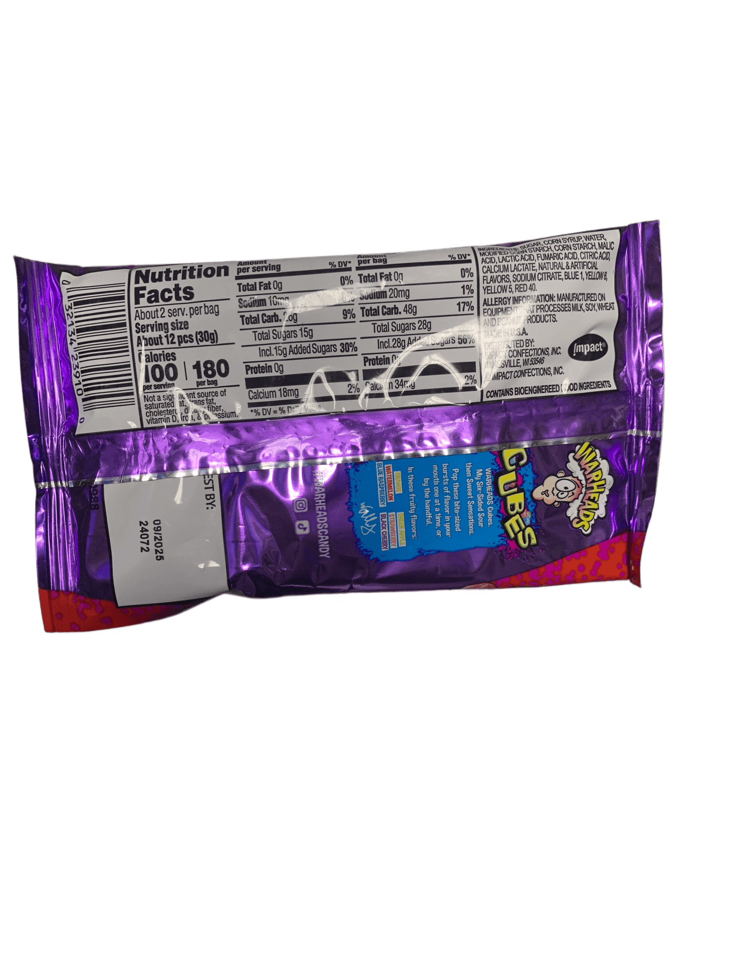 Warheads Cubes Sour and Sweet Chewy Candy 56G - U.S Edition