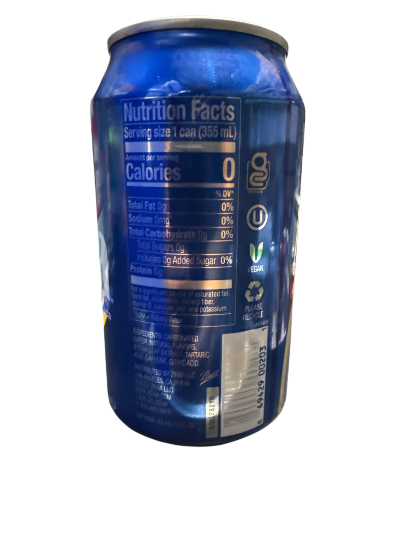 Zevia Zero Sugar Vanilla Cola Flavoured Soda 355ML - Canadian Edition