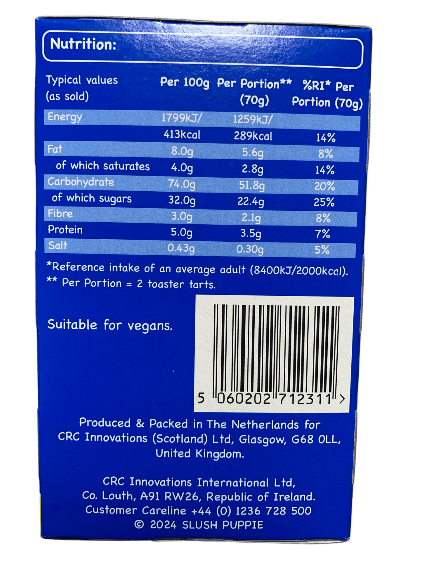 Slush Puppie Toaster Tarts Blue Raspberry Flavour 8 Tarts - U.K Edition