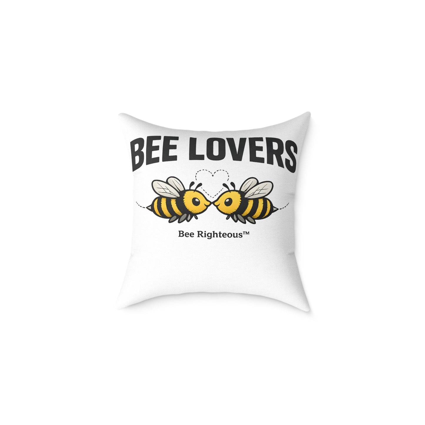 Valentine's Romantic Cute Square Poly Canvas Pillow — 'Bee Lovers' Accent Throw