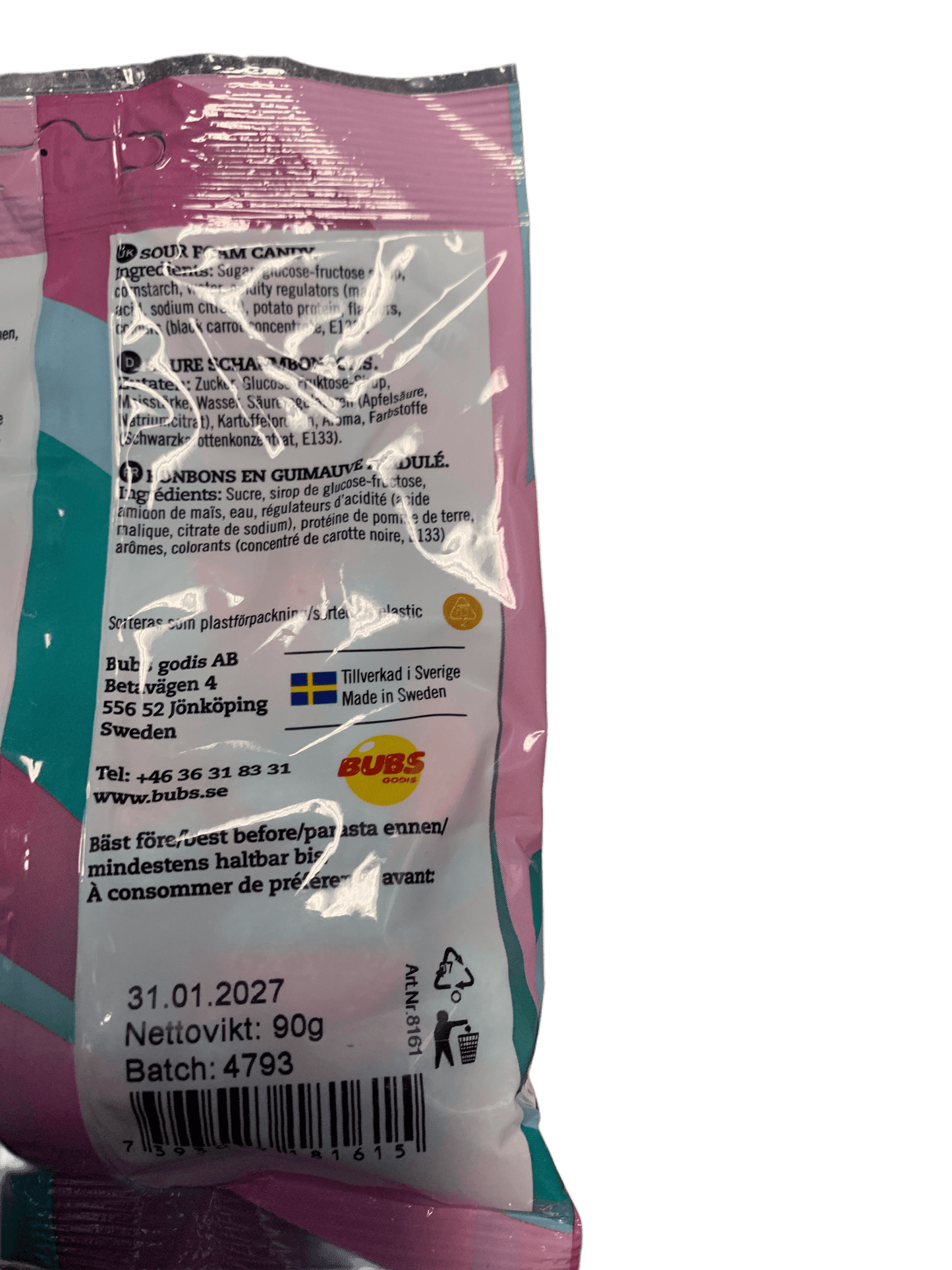 Bubs Goody Sour Ovals Raspberry Blueberry Candy 90G - Swedish Edition