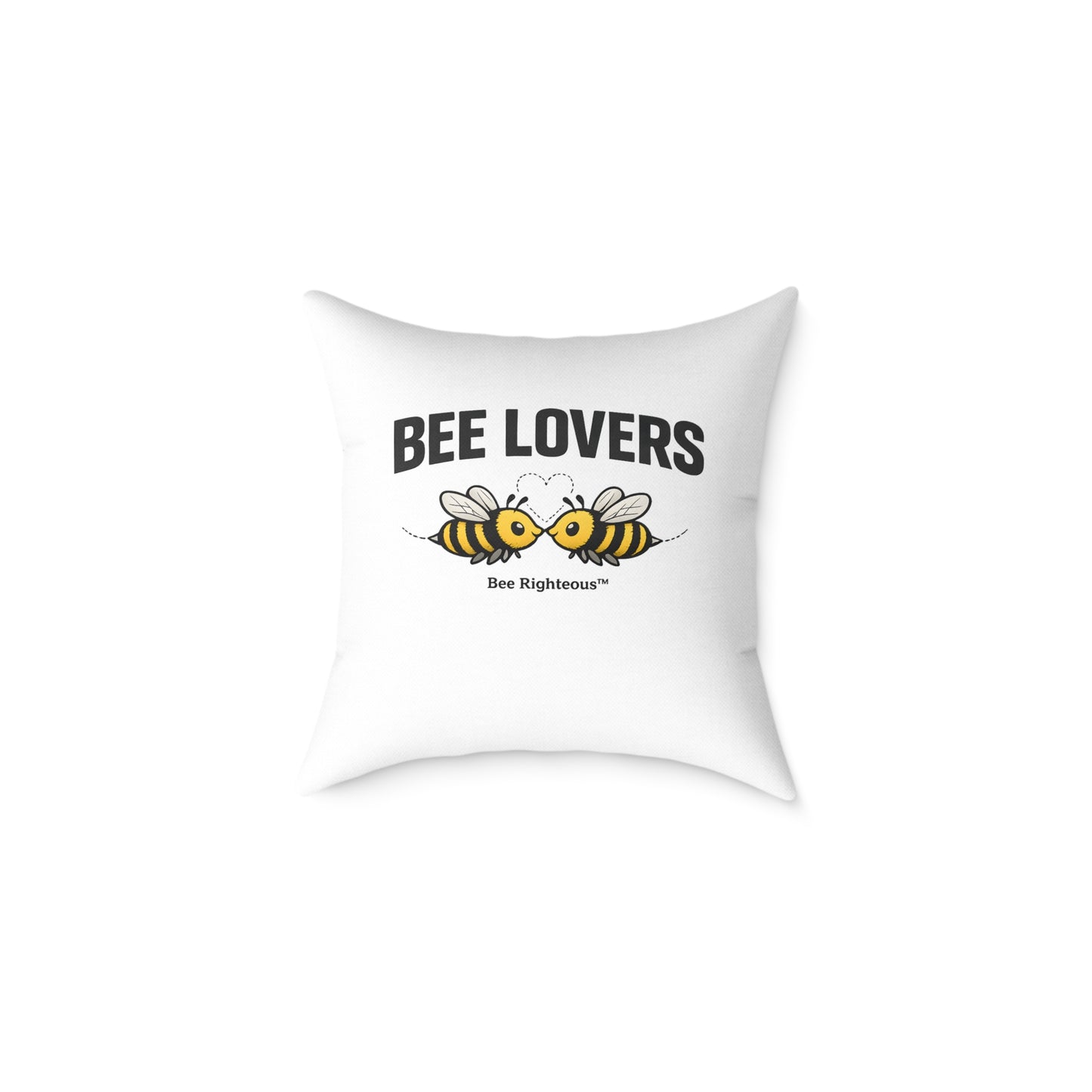 Valentine's Romantic Cute Square Poly Canvas Pillow — 'Bee Lovers' Accent Throw