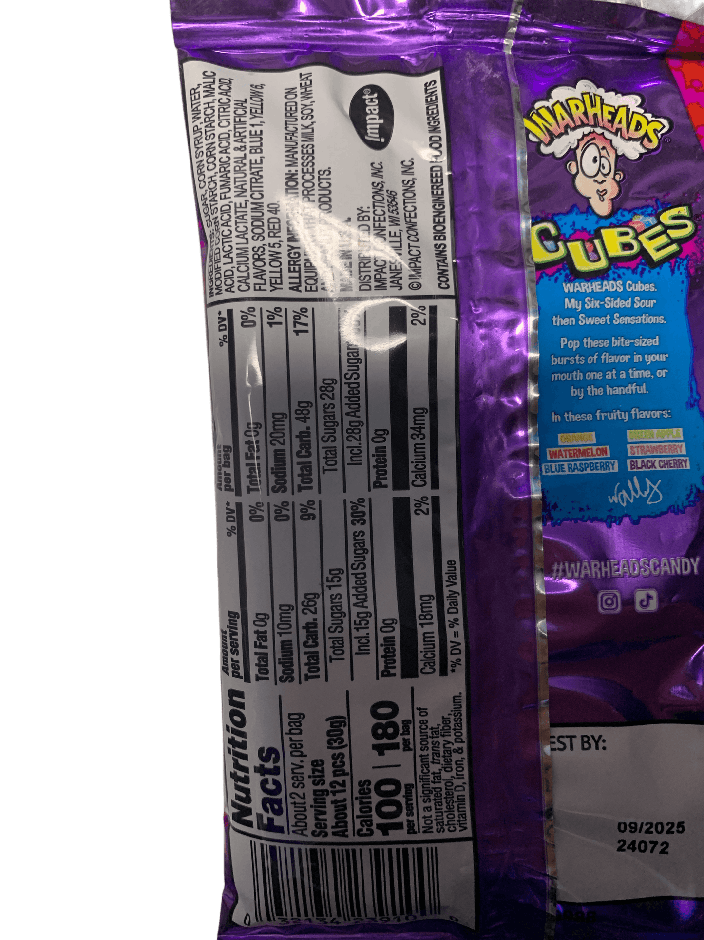 Warheads Cubes Sour and Sweet Chewy Candy 56G - U.S Edition