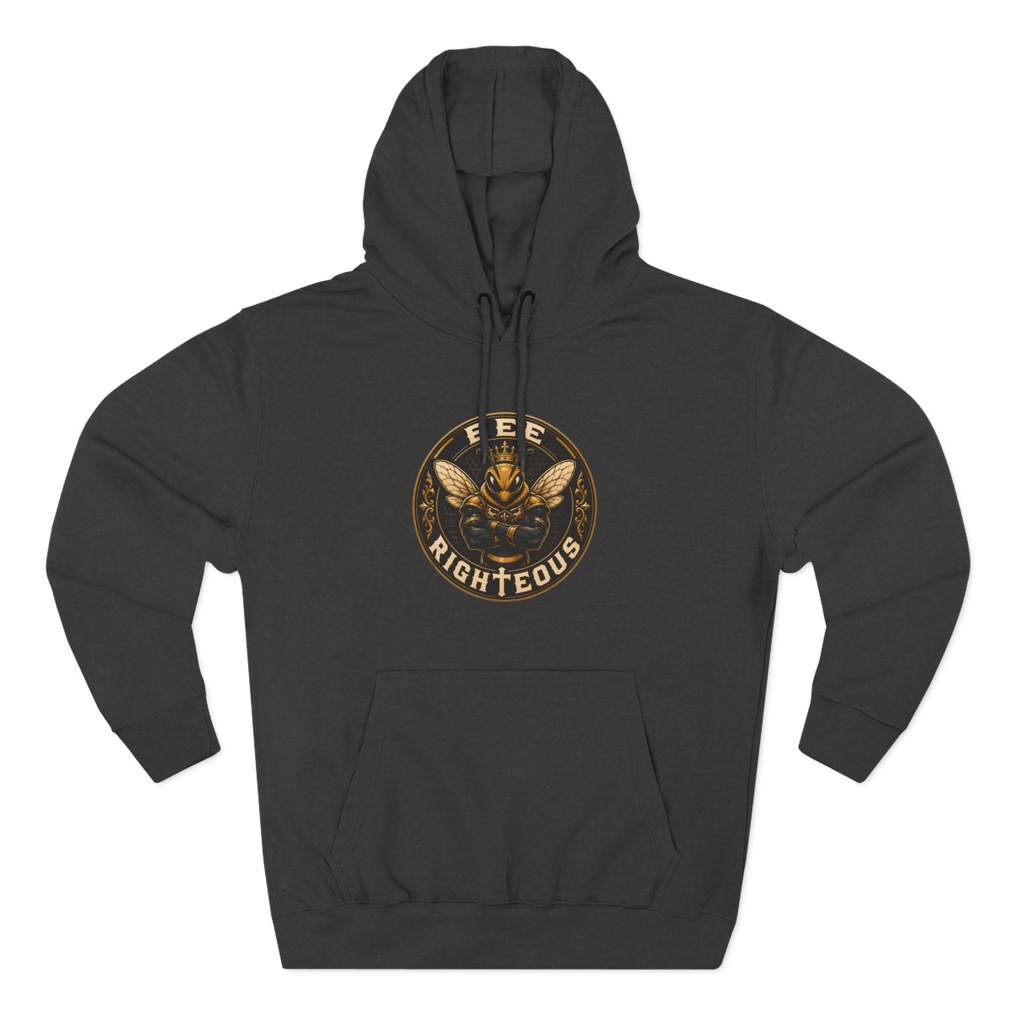 Green hoodie with a logo and text on a white background