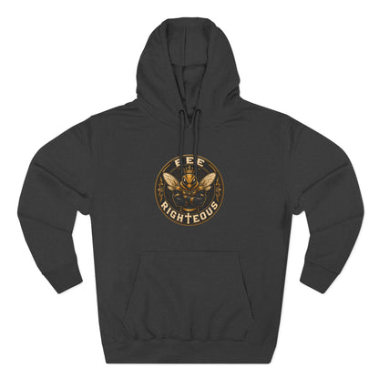 Green hoodie with a logo and text on a white background
