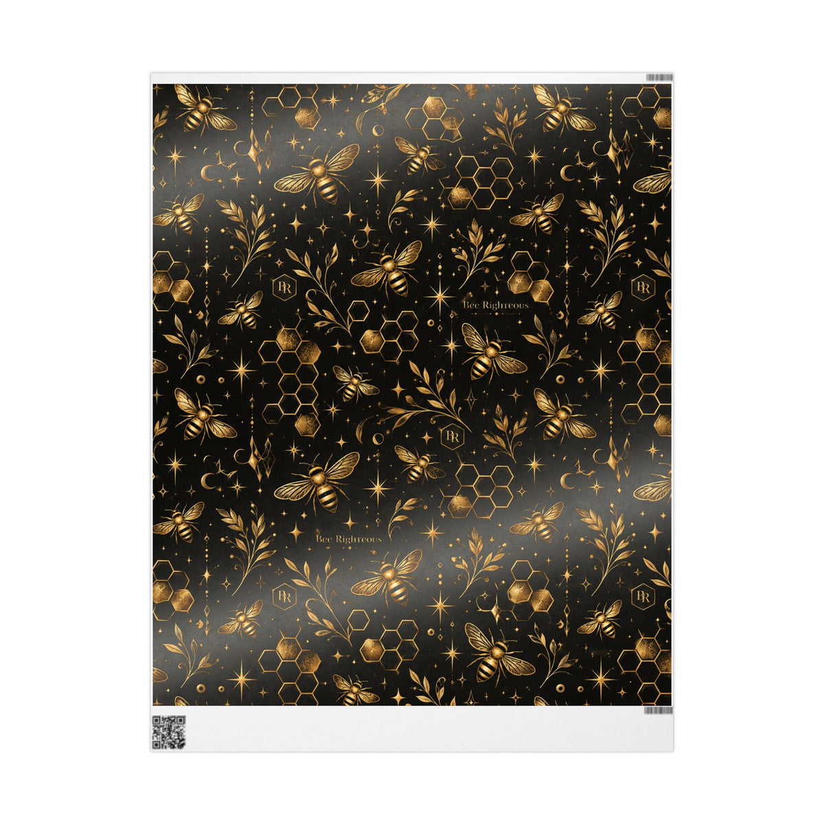 Wrapping Paper — Elegant Black & Gold Bee Pattern Gift Wrap