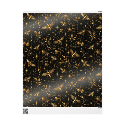 Wrapping Paper — Elegant Black & Gold Bee Pattern Gift Wrap