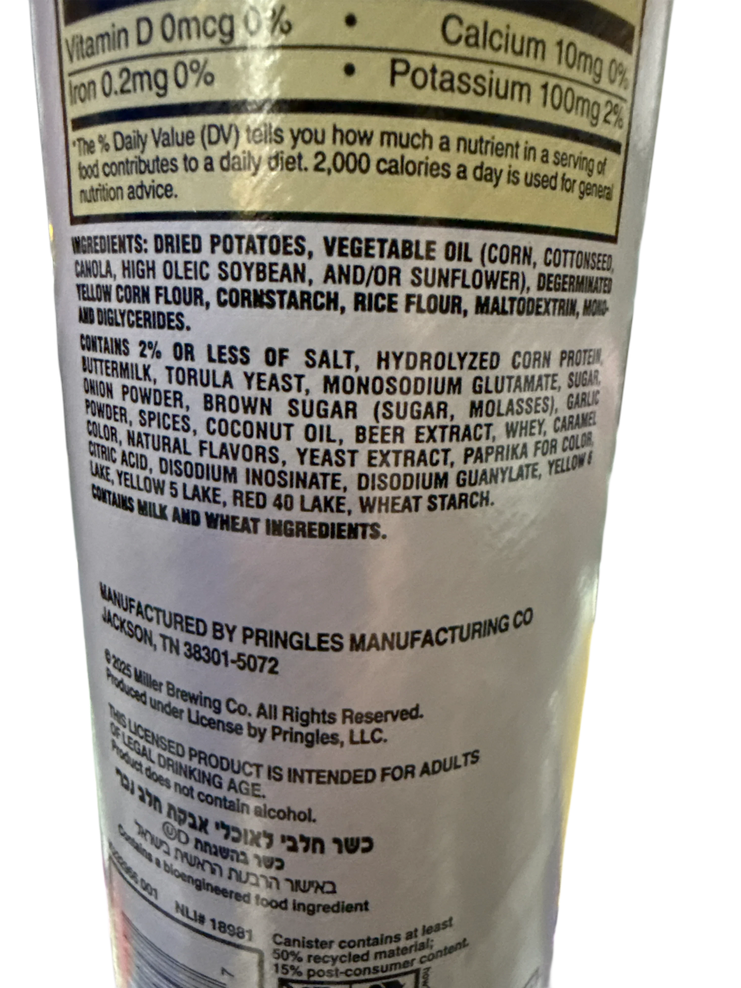 Pringles Limited Edition Beer Can Chicken Flavour 158g - U.S Edition