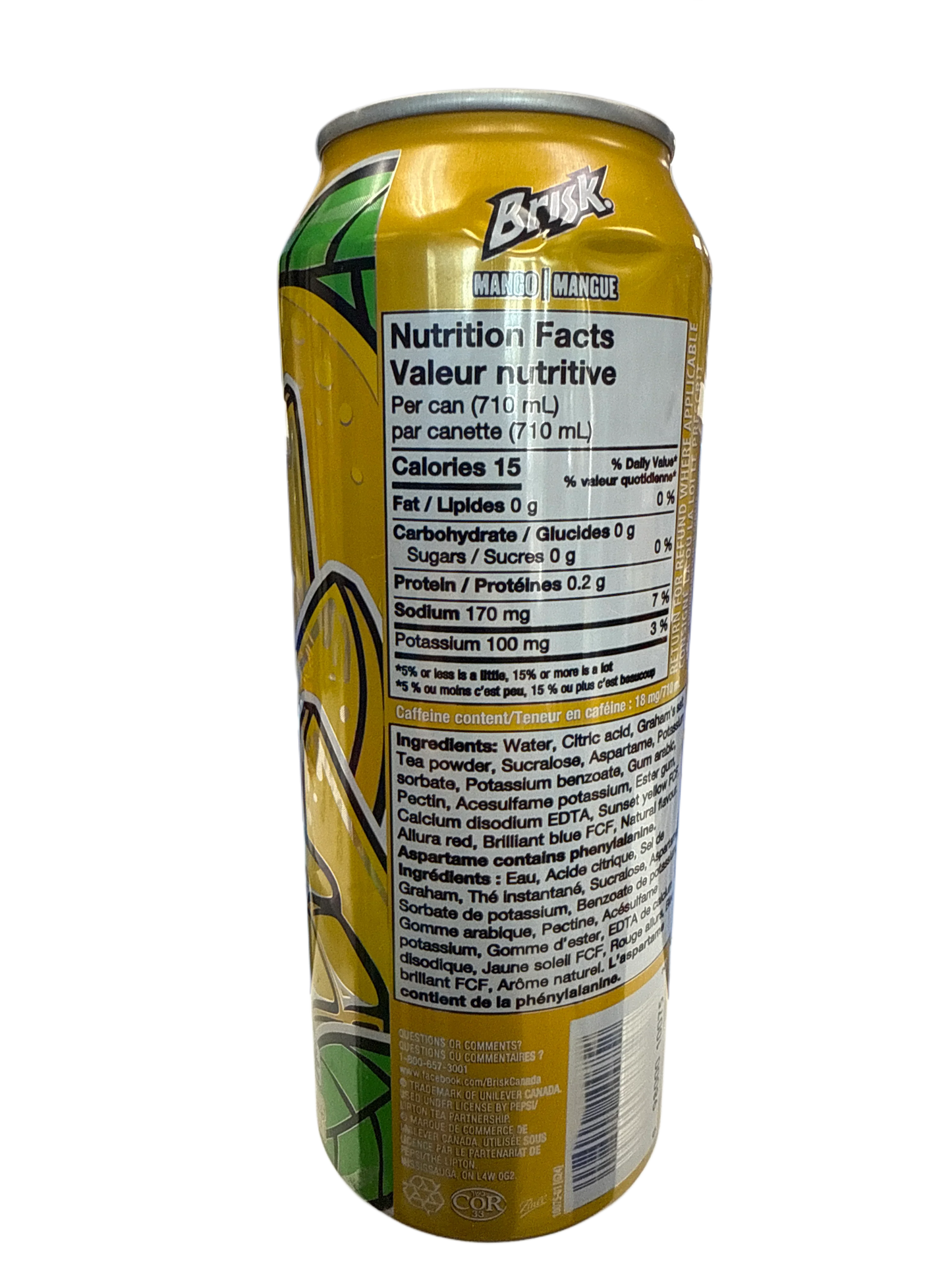 Brisk Mango Iced Tea Tall Can 710ML - U.S Edition