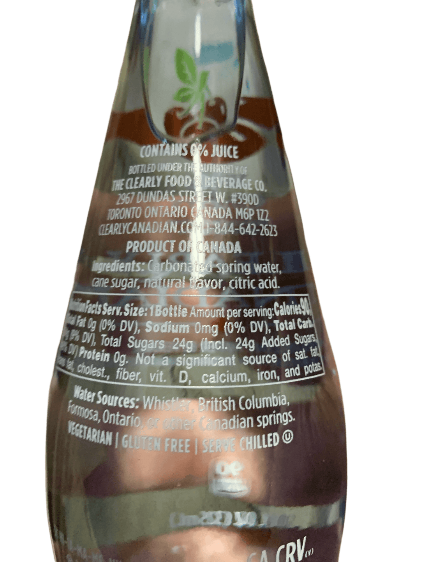 Clearly Canadian Sparkling Wild Cherry Bottle 325ML - Canadian Edition