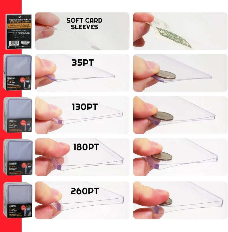 25 EVORETRO Toploader 35pt/55pt/75pt/100pt/180pt – Pack of 25 for Trading Cards