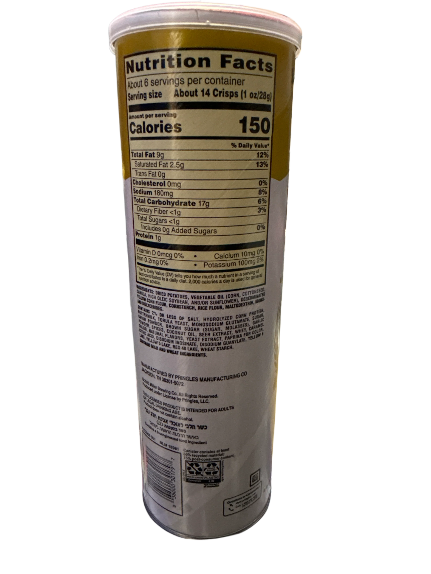 Pringles Limited Edition Beer Can Chicken Flavour 158g - U.S Edition