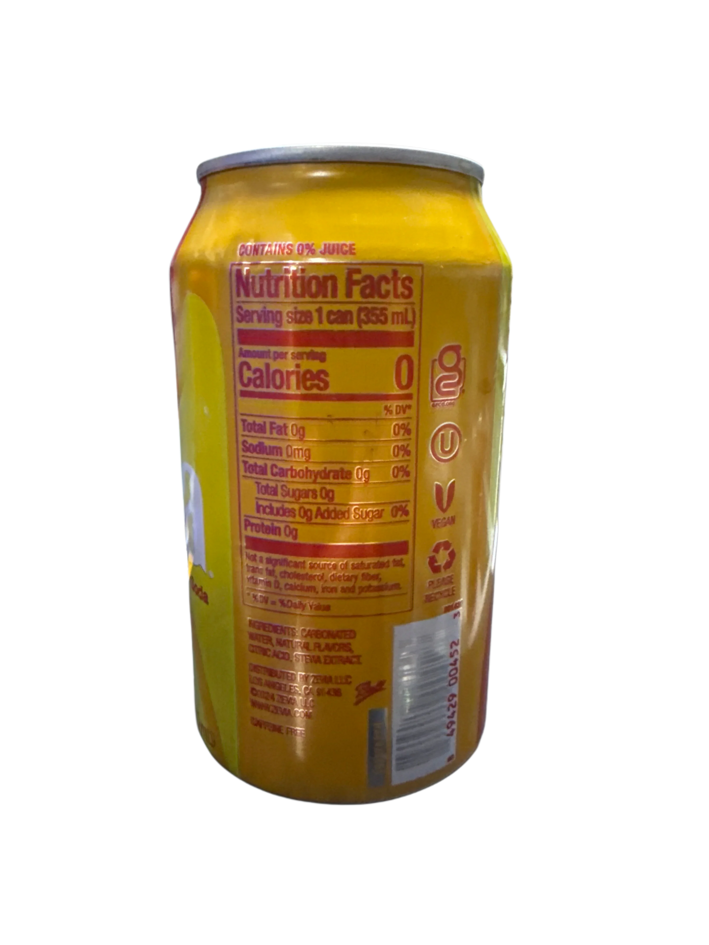 Zevia Zero Sugar Strawberry Lemon Burst Flavoured Soda 355ML - Canadian Edition