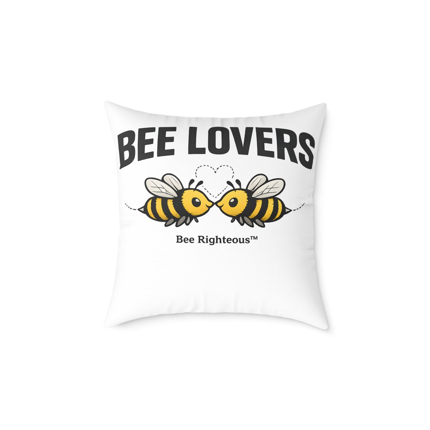 Valentine's Romantic Cute Square Poly Canvas Pillow — 'Bee Lovers' Accent Throw