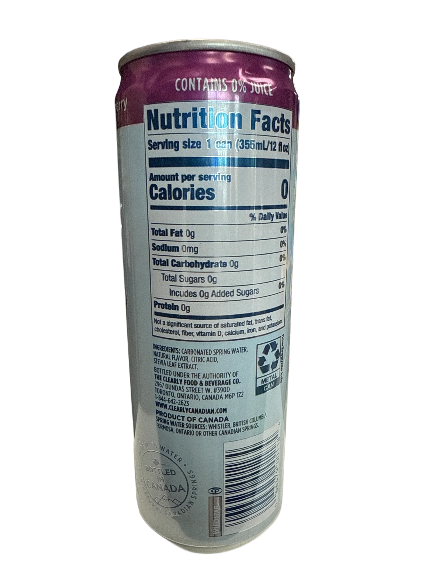 Clearly Canadian Zero Sugar Forest Blackberry Flavour 355ML - Canadian Edition