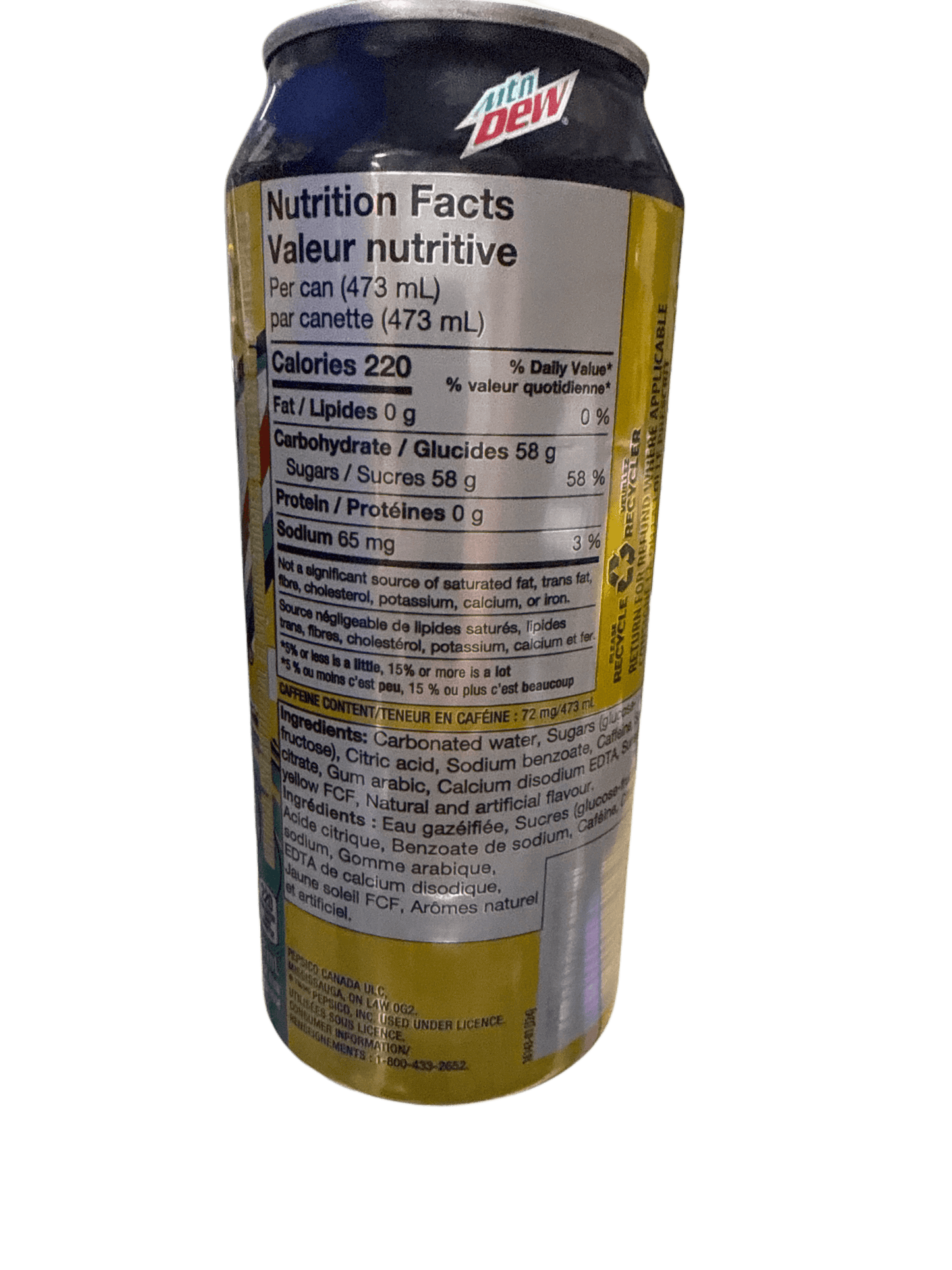 Mountain Dew Baja Laguna Lemonade Flavoured Can 473ML - U.S Edition