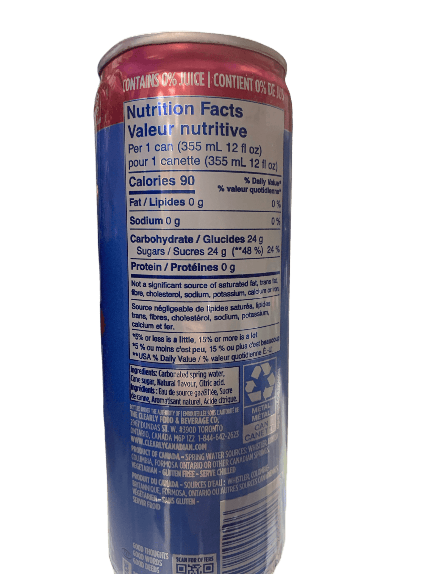 Clearly Canadian Sparkling Wild Cherry Cans 355ML - Canadian Edition