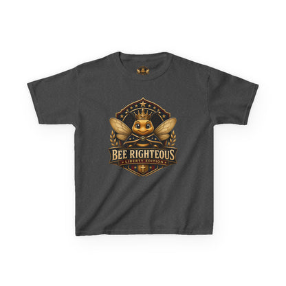 Dark gray t-shirt with a gold and brown graphic design on a white background