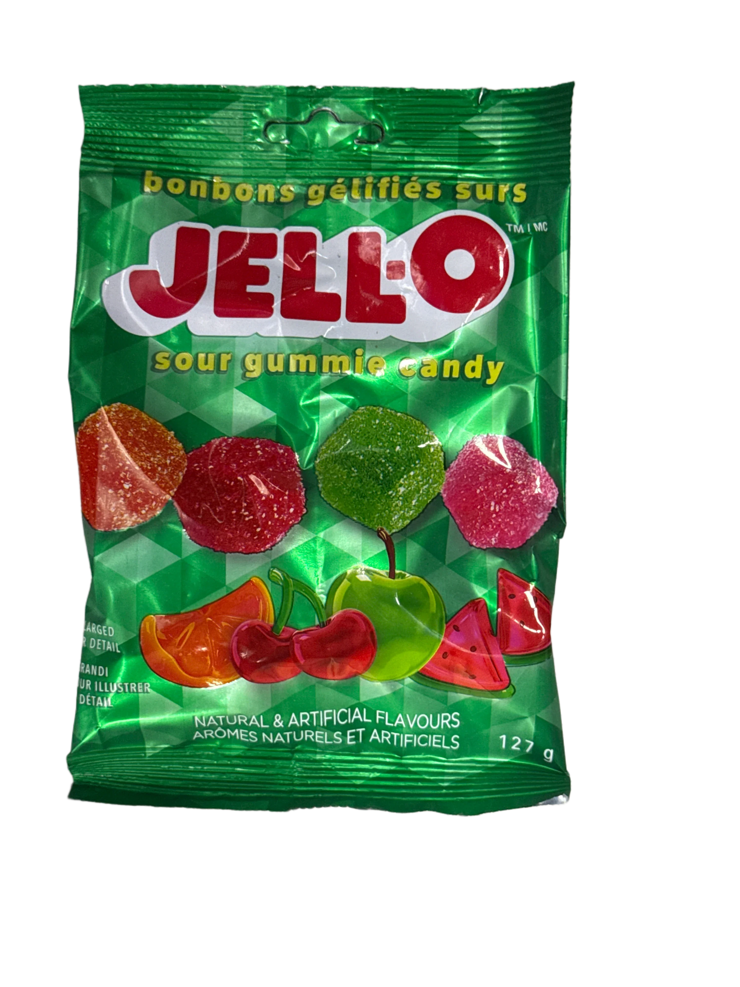 JELL-O Sour Gummy Candy Cubes 127G - Canadian Edition