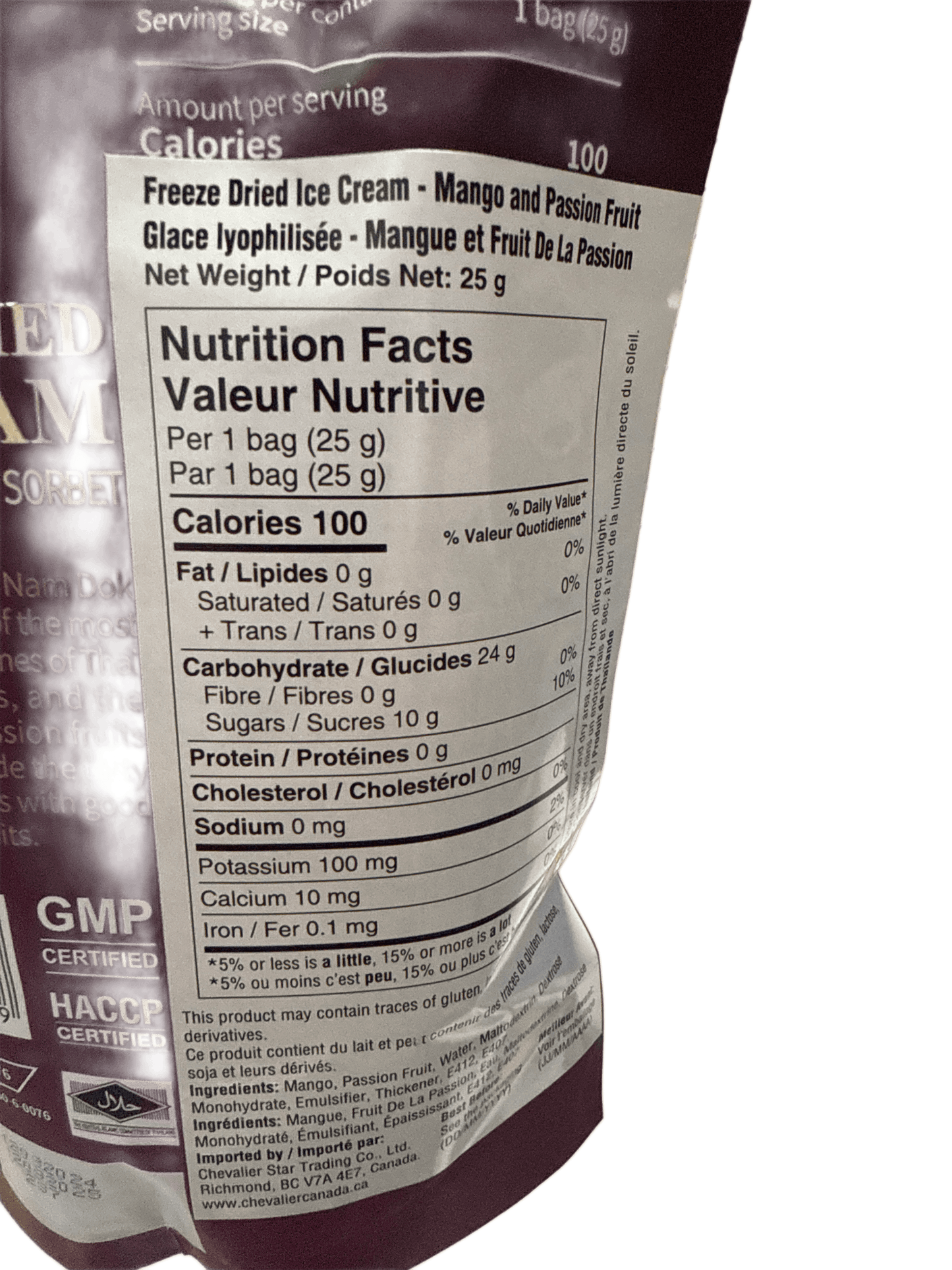 Freeze Dried Ice Cream Passion Fruit and Mango Sorbet 25G - Thailand Edition