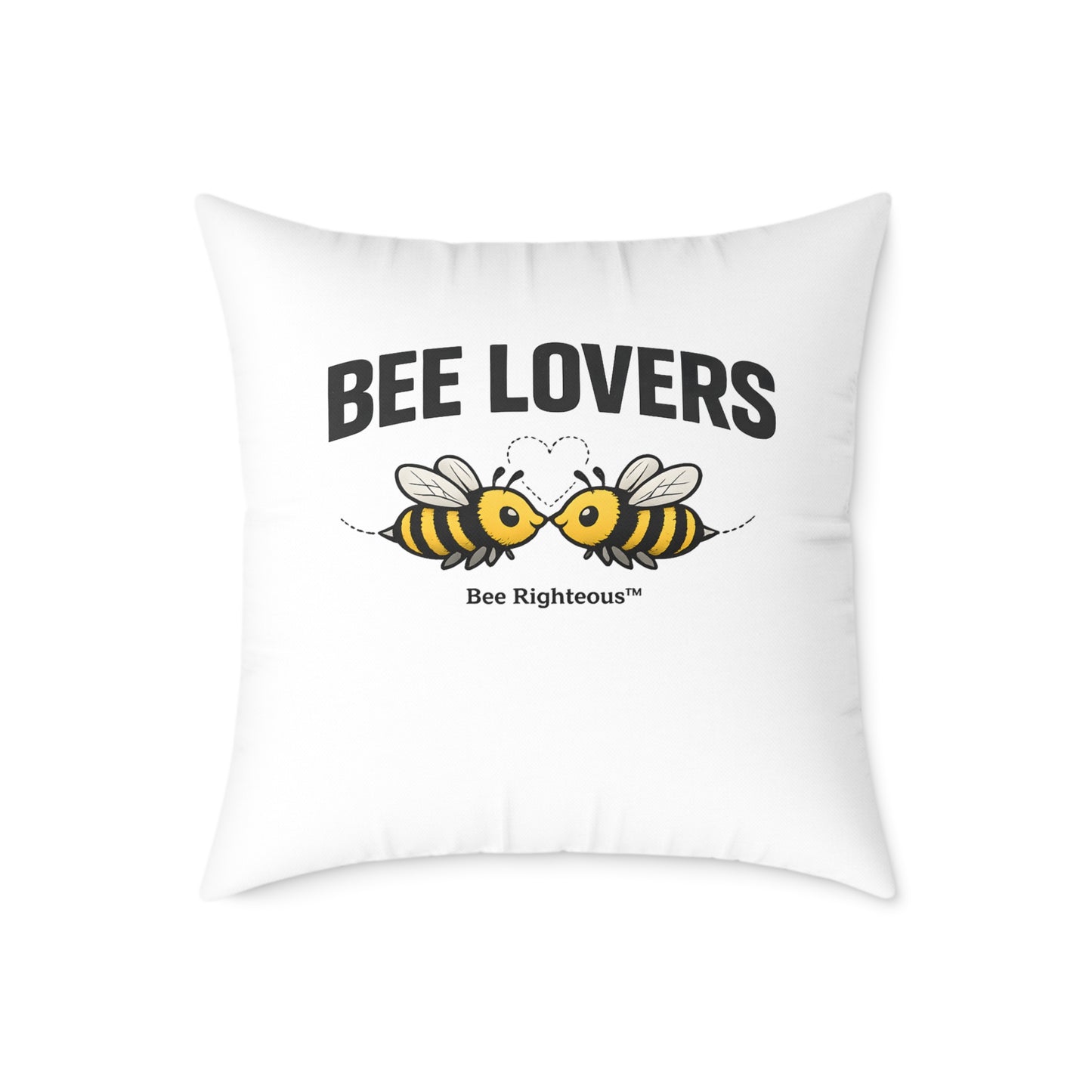 Valentine's Romantic Cute Square Poly Canvas Pillow — 'Bee Lovers' Accent Throw
