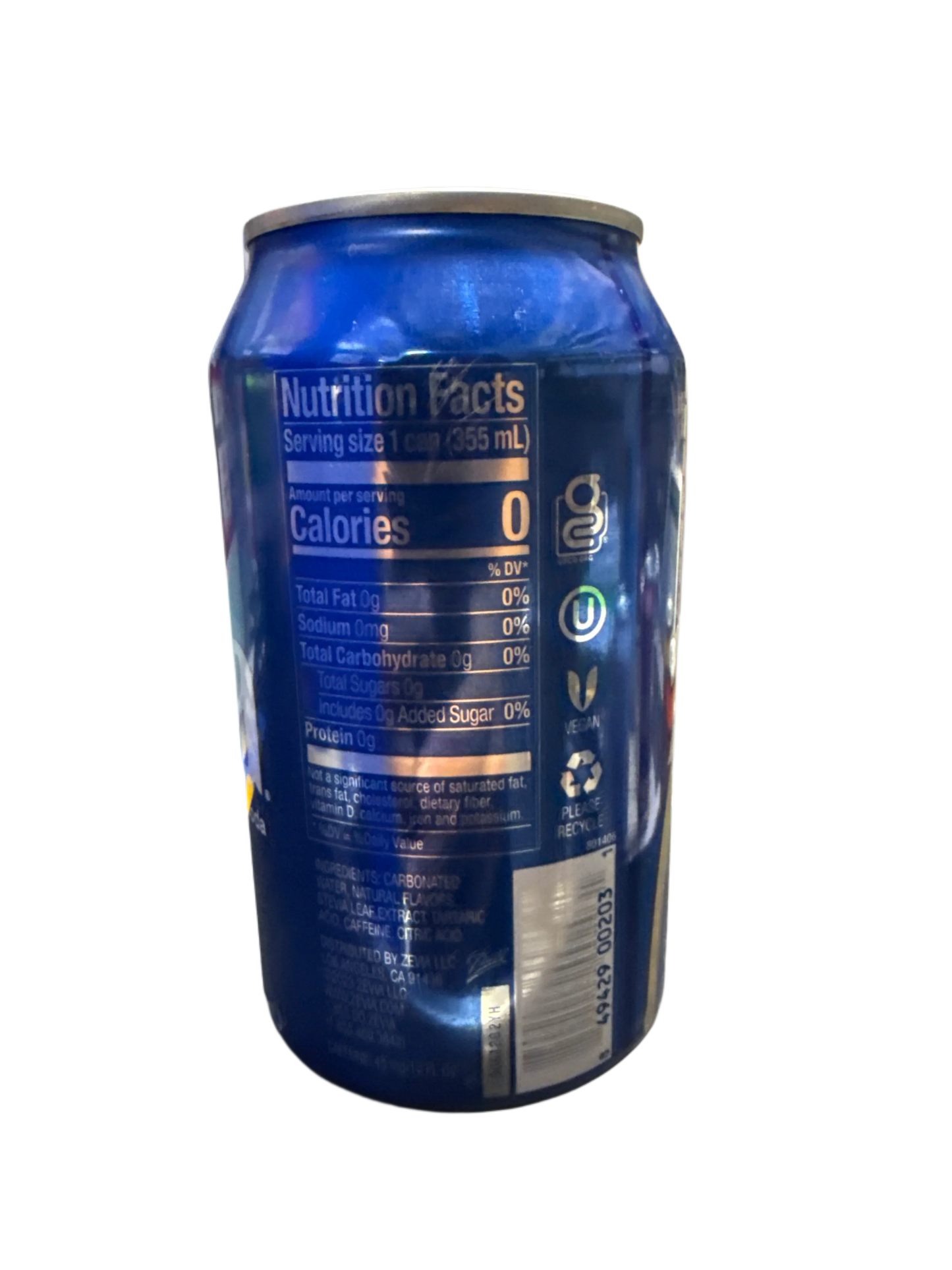 Zevia Zero Sugar Vanilla Cola Flavoured Soda 355ML - Canadian Edition