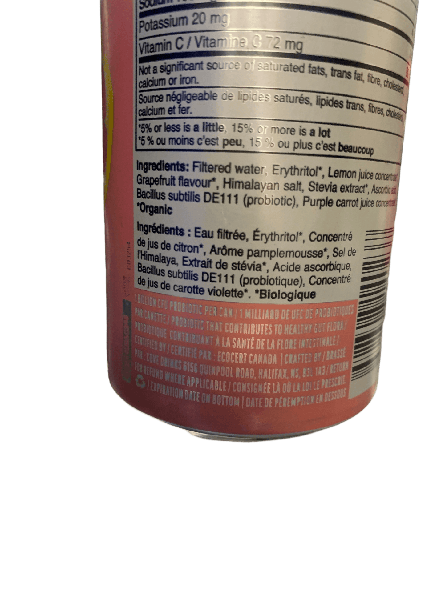 Cove Prebiotic's Zero Sugar Grapefruit Flavoured Soda 355ML - Canadian Edition