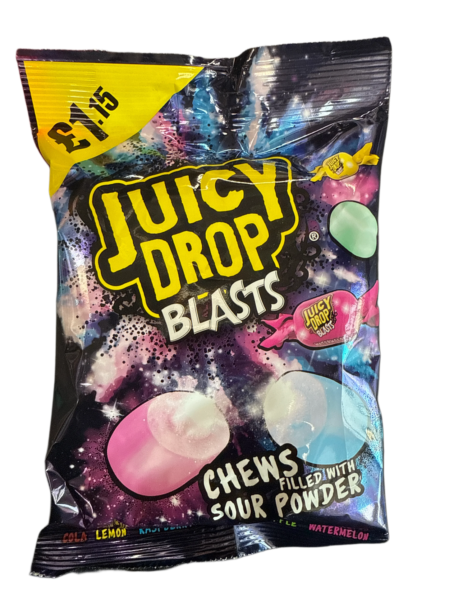 Juicy Drop Blasts Chews Filled With Sour Powder 120G - U.K Edition
