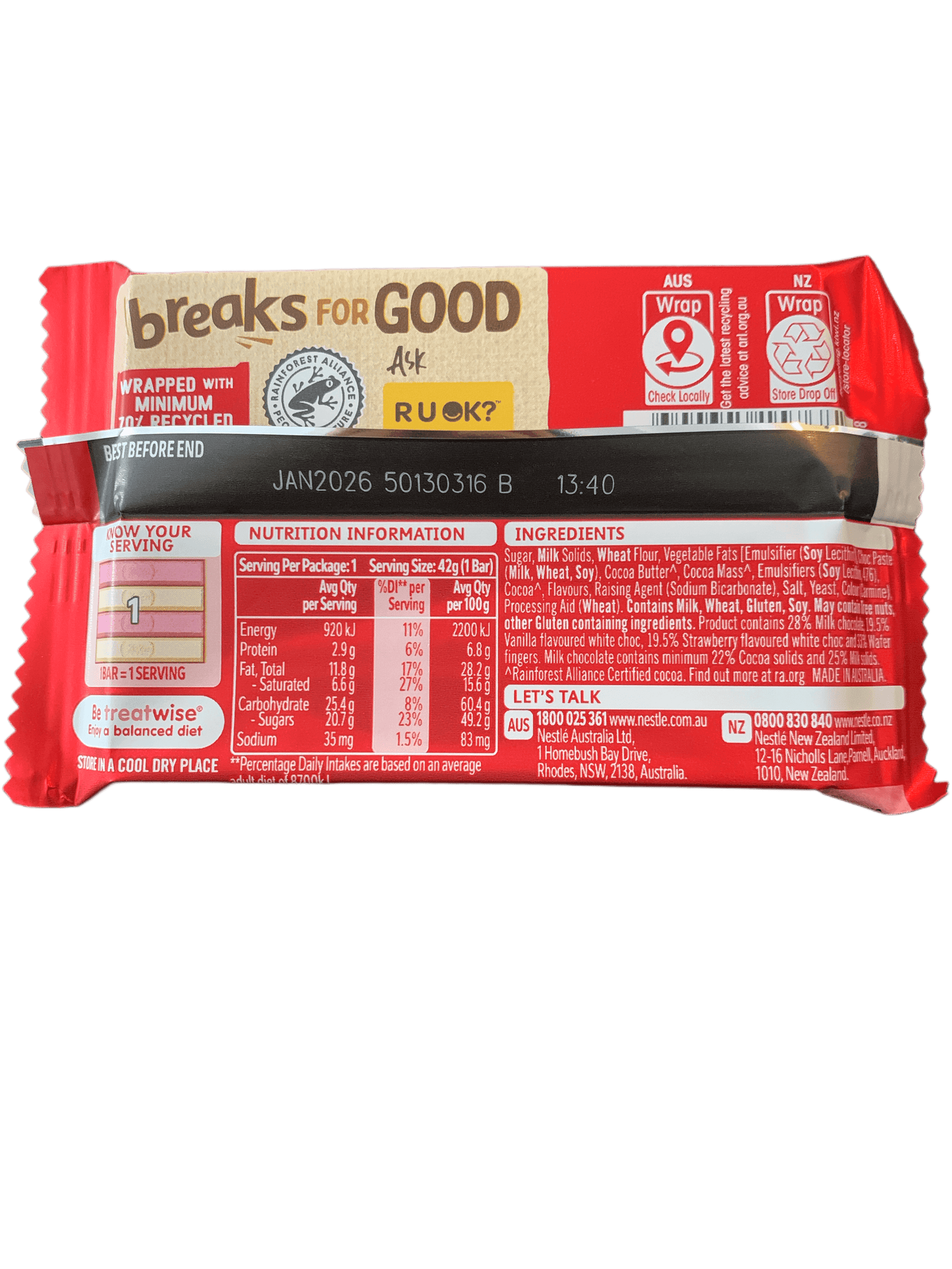 Kit Kat Neapolitan Chocolate Bar 42G - Australian Edition