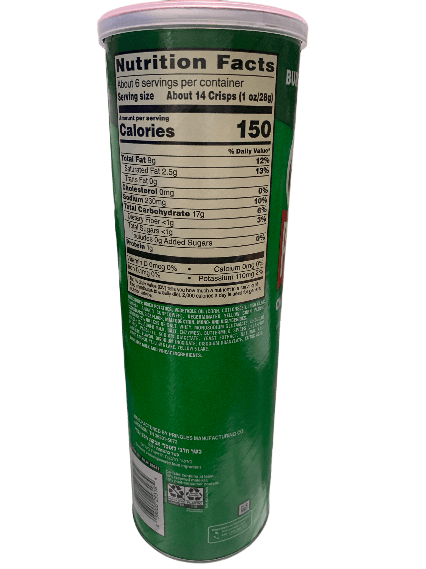 Pringles Cheesy Jalapeno Popper Flavour 158G - U.S Edition