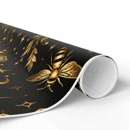 Wrapping Paper — Elegant Black & Gold Bee Pattern Gift Wrap