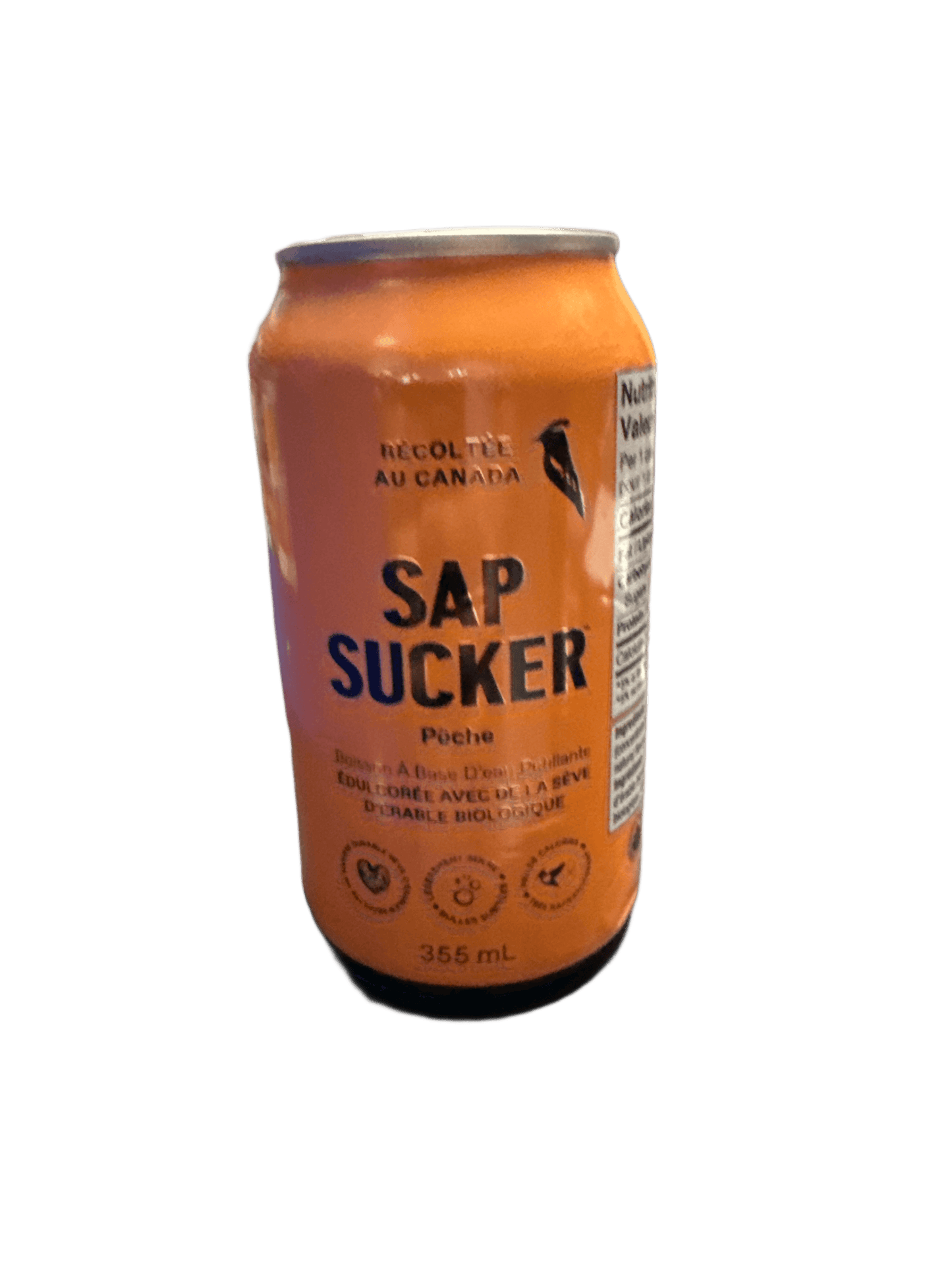 Sap Sucker Peach Sparkling Water Sweetened with Organic Maple Sap 355ML - Canadian Edition