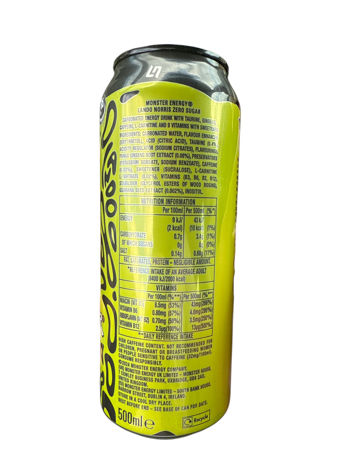 Monster Energy Zero Sugar Limited Edition Lando Norris 500ML - U.K Edition