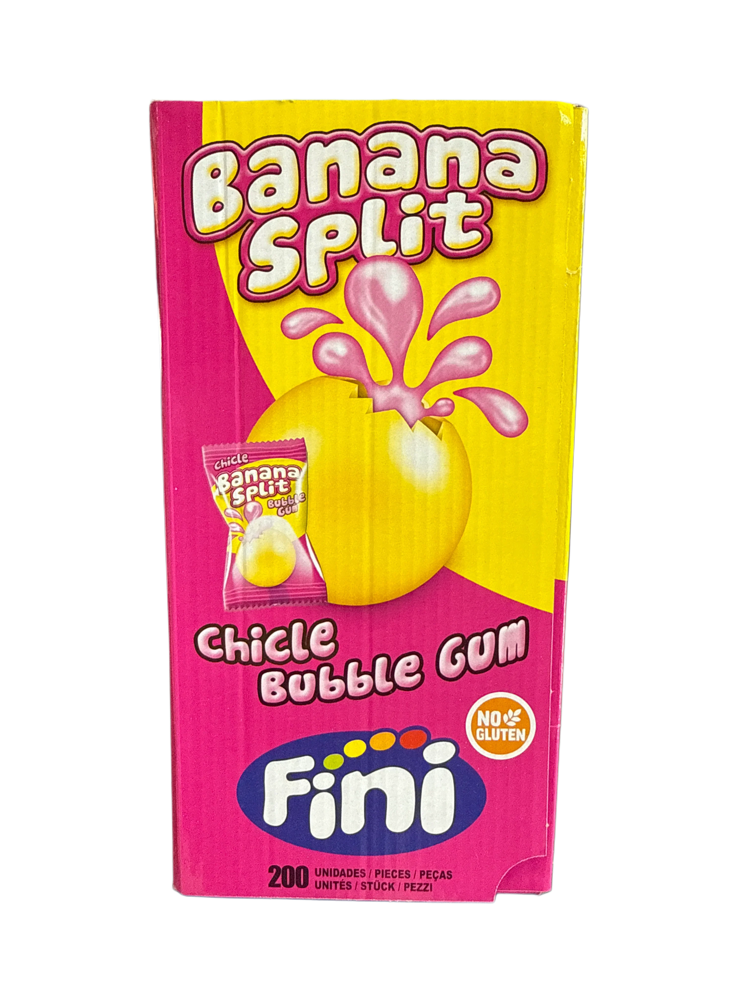 Fini Banana Split Bubble Gum 200 Individually Wrapped Pieces - U.K Edition