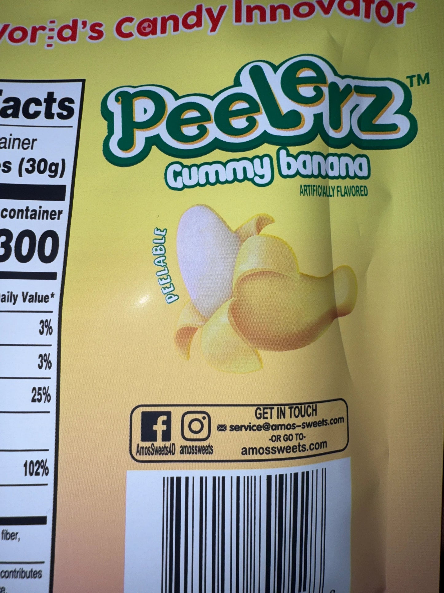 Amos Peelerz Gummy Banana 85G - U.S Edition