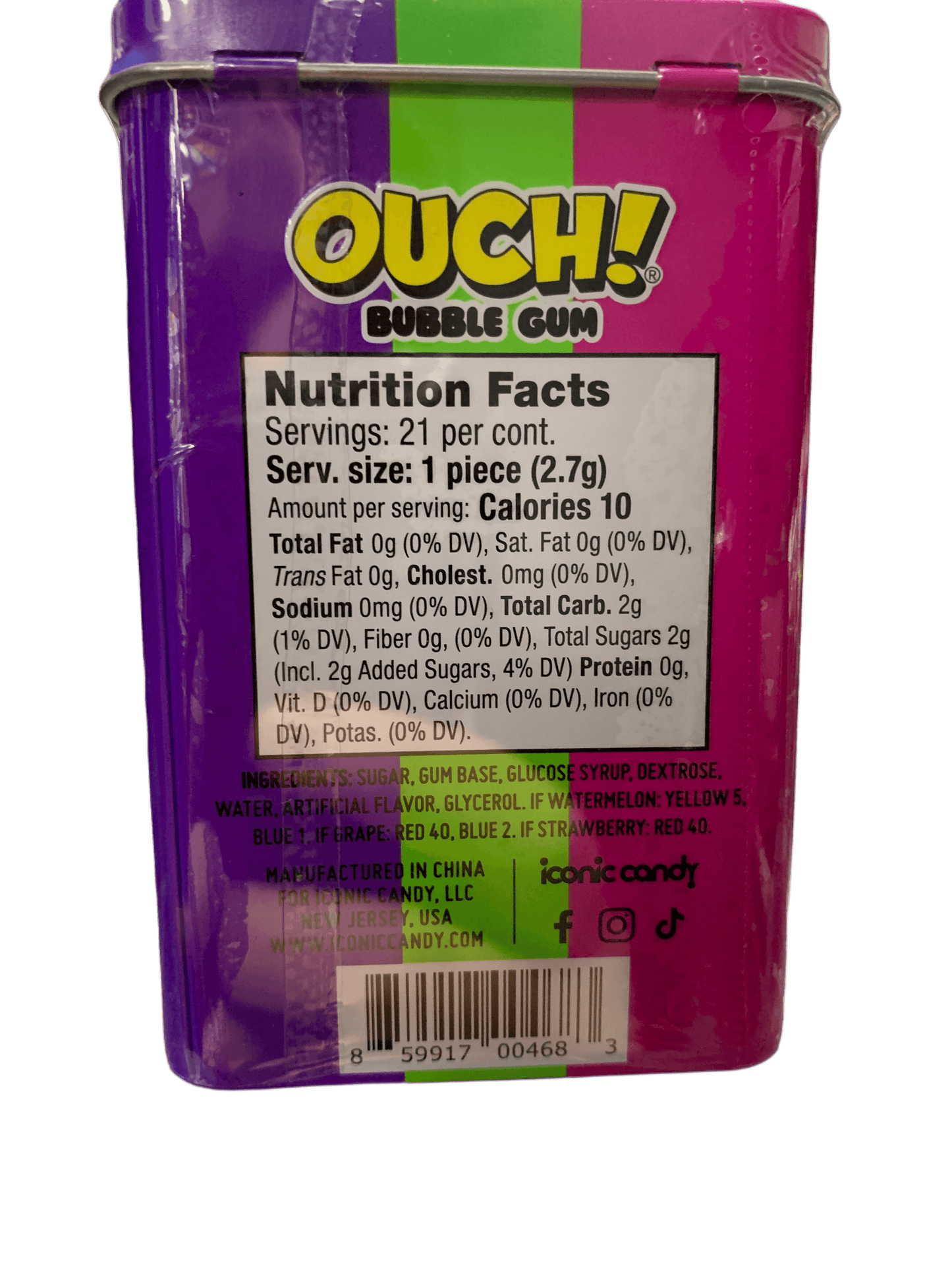 Ouch Bubble Gum 21 Sticks 56.7G - U.S Edition