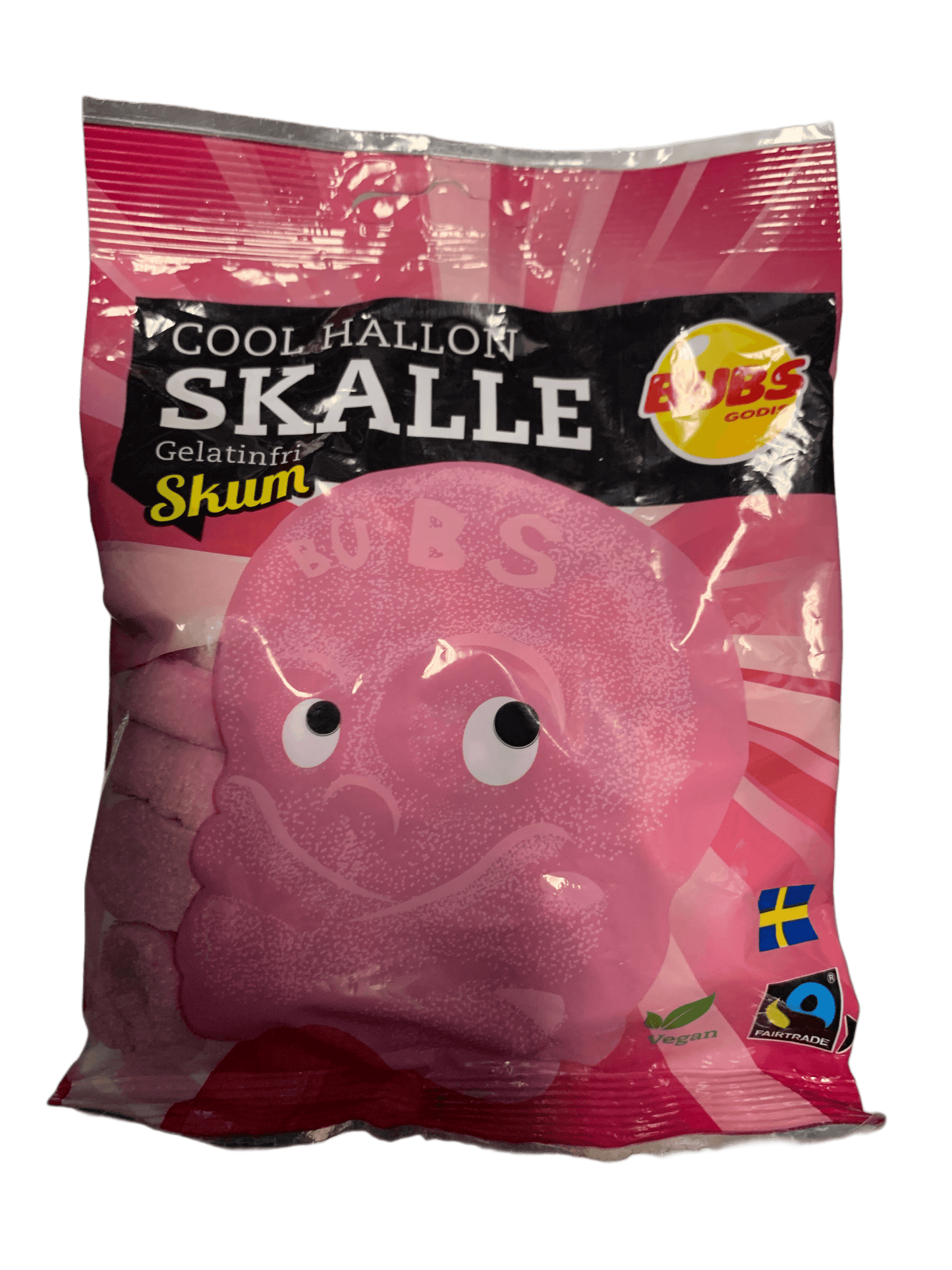 BUBS Godis Cool Hallon SKALLE Skum Candy Bag 90G - Swedish Edition