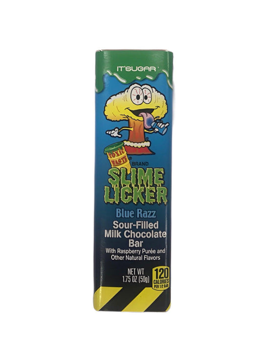 Toxic Waste Slime Licker Sour Filled Milk Chocolate Bar Blue Razz 1.75OZ