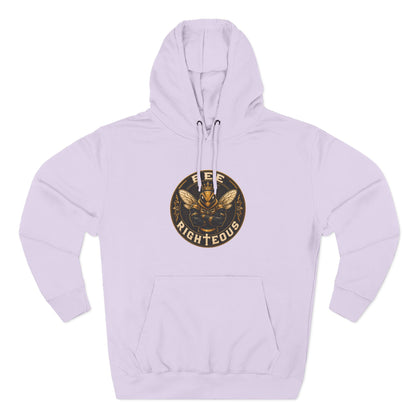 Light purple hoodie with a logo on the chest against a white background